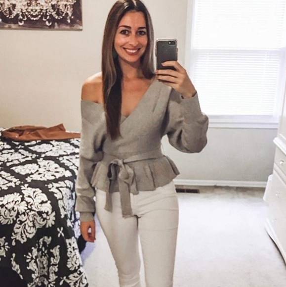 Sale! New Chic Wrap Open Back V Neck Peplum Warm Fall Winter Sweater - Picture 10 of 11